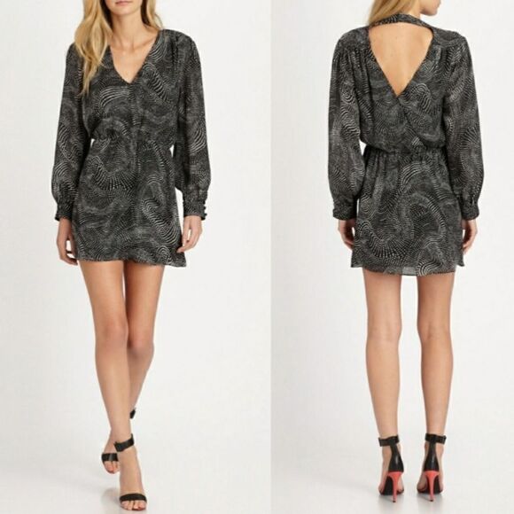 Parker Black Print Silk Lila Dress - Picture 2 of 8